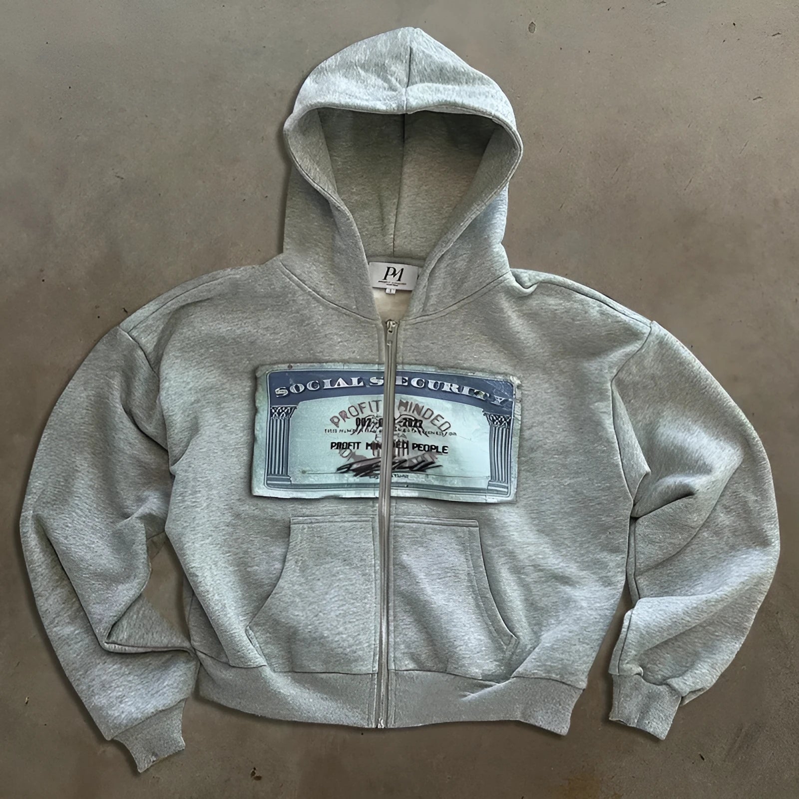 Men's and women's black hoodie with white letter pattern and front zip