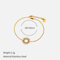 Sunflower series geometric gold chain necklace and bracelet set for women.