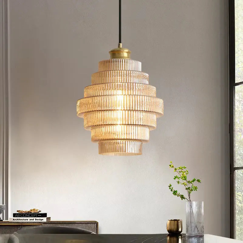 Modern simple pendant light in smoky grey and amber colour options