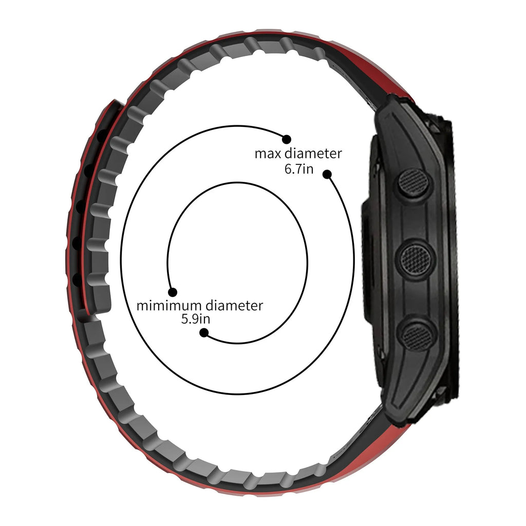 Jiaming silicone magnetic watch band in black with retaining ring style, 22mm width