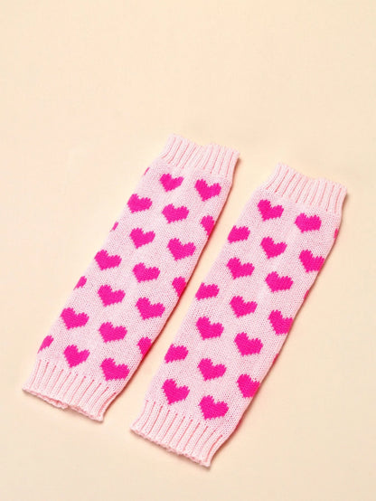 Knitted Love Foot Sock in black and pink with love pattern