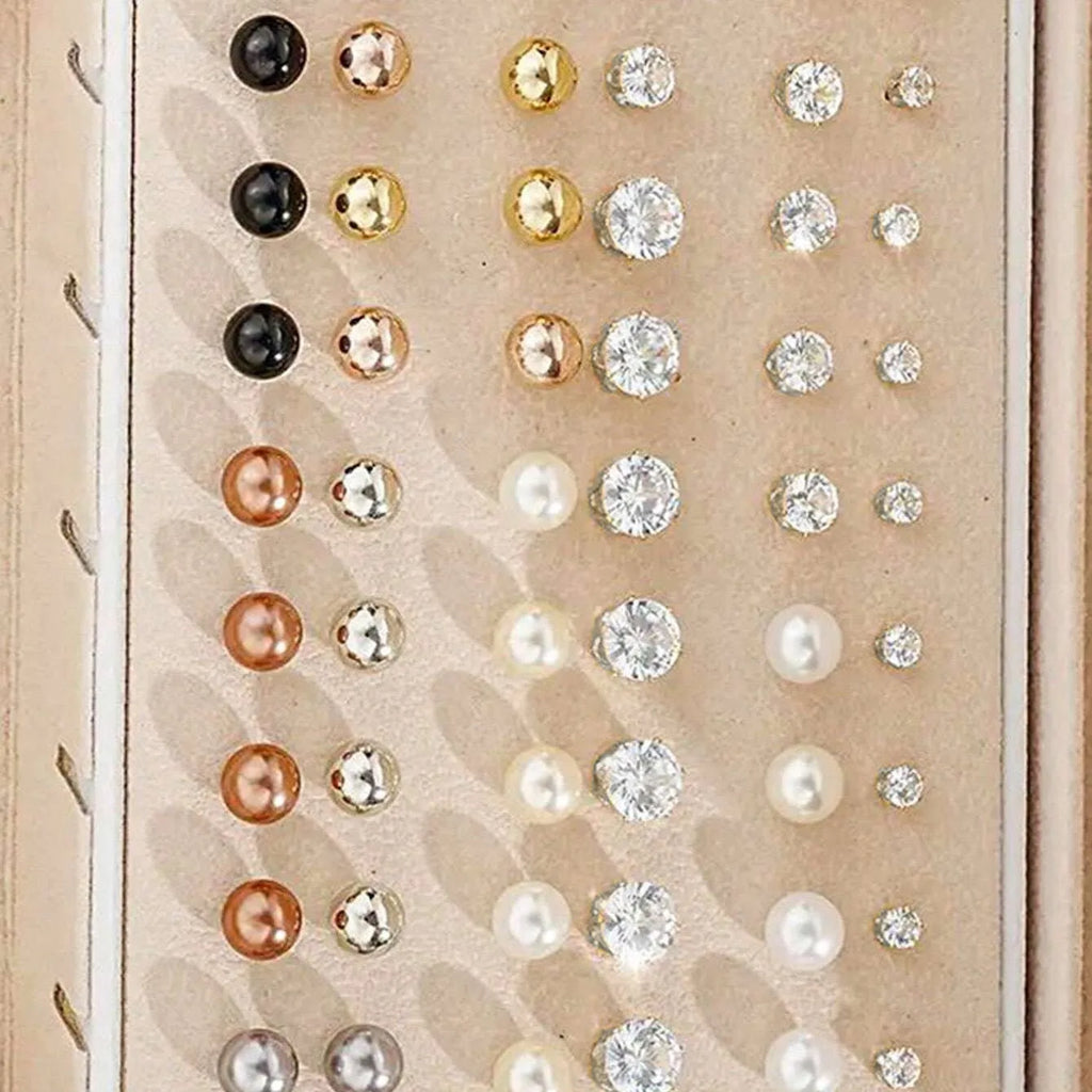 108-piece geometric pearl earrings set in gold and yellow electroplated alloy for women