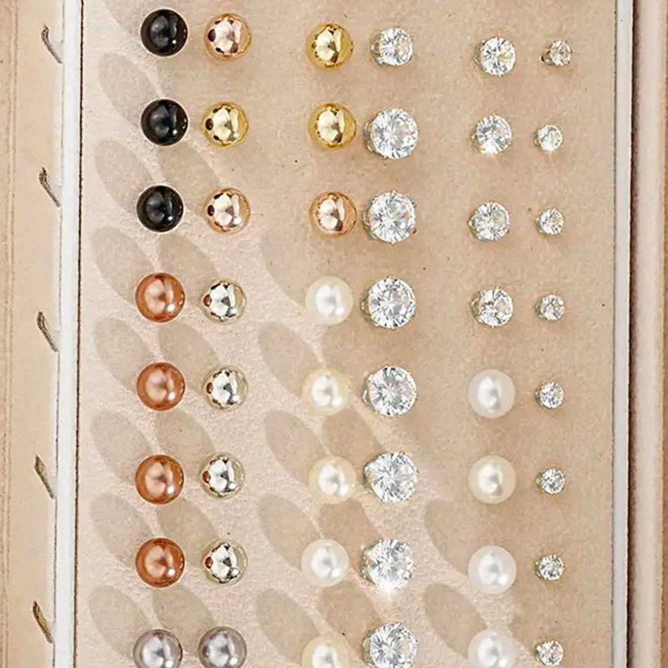 108-piece geometric pearl earrings set in gold and yellow electroplated alloy for women