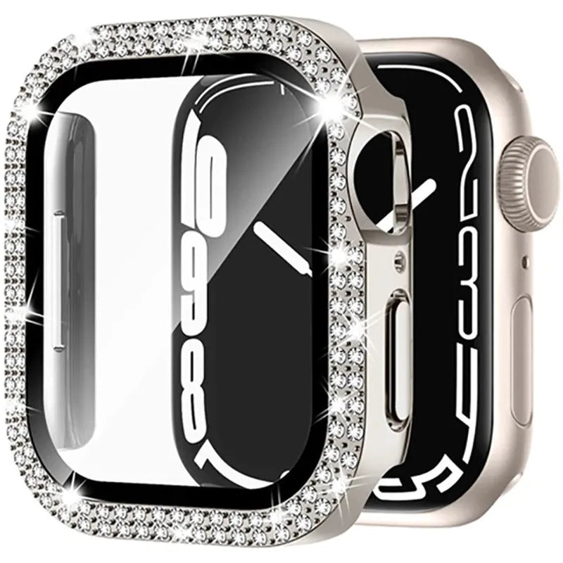 Double diamond glass Apple Watch case in multiple colours showing peep-proof screen protection