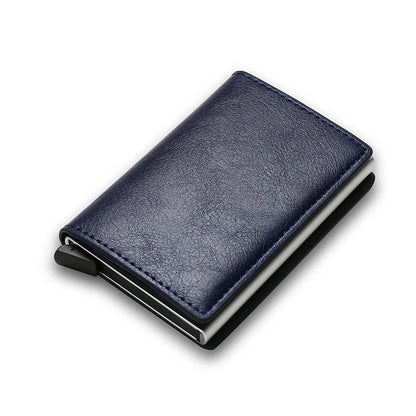 Slim PU leather credit card holder in various colours, ultra-thin design for easy pocket storage