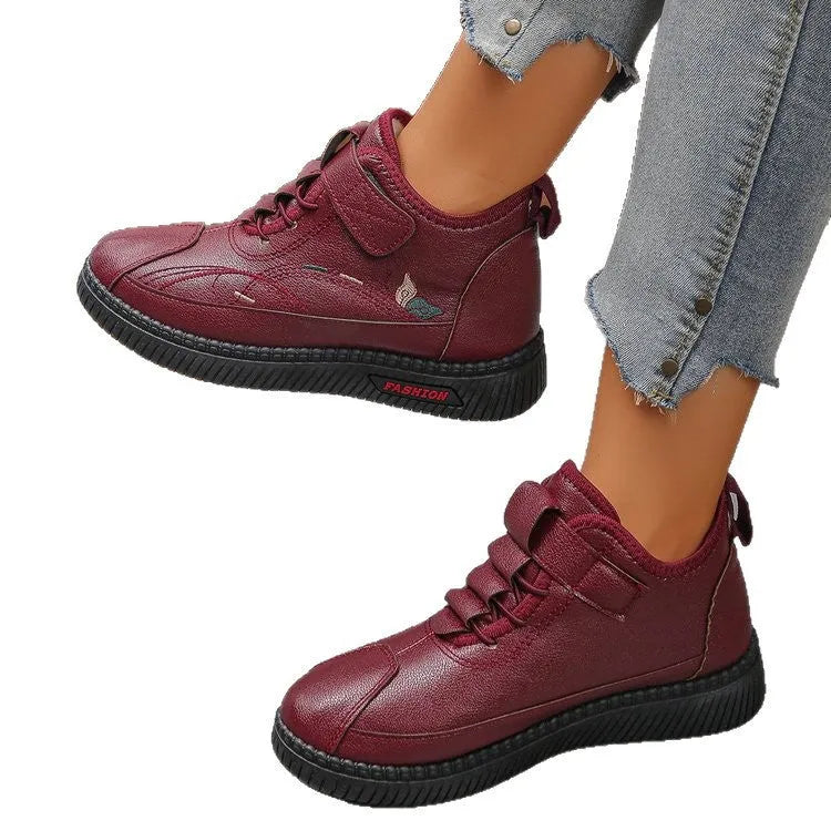 Women's black velvet indoor shoes with rubber sole and hollow-out design