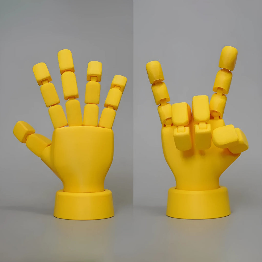 Yellow movable joint hand ornament prop for model figurines.