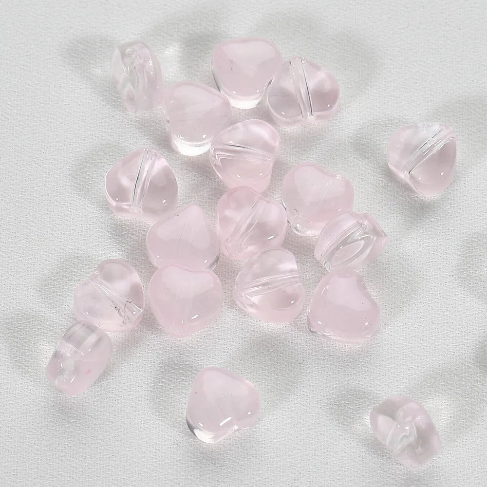 20 transparent Czech glass spacer beads with love pattern in aurora colours for DIY jewellery making