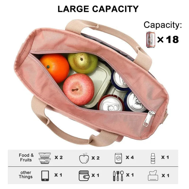 Insulated cube-shaped picnic bag with removable shoulder strap in pink colour with side pocket