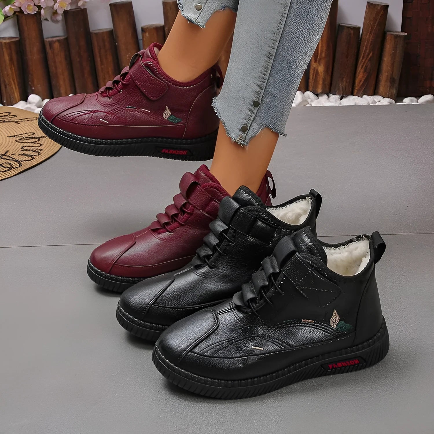 Women's black velvet indoor shoes with rubber sole and hollow-out design
