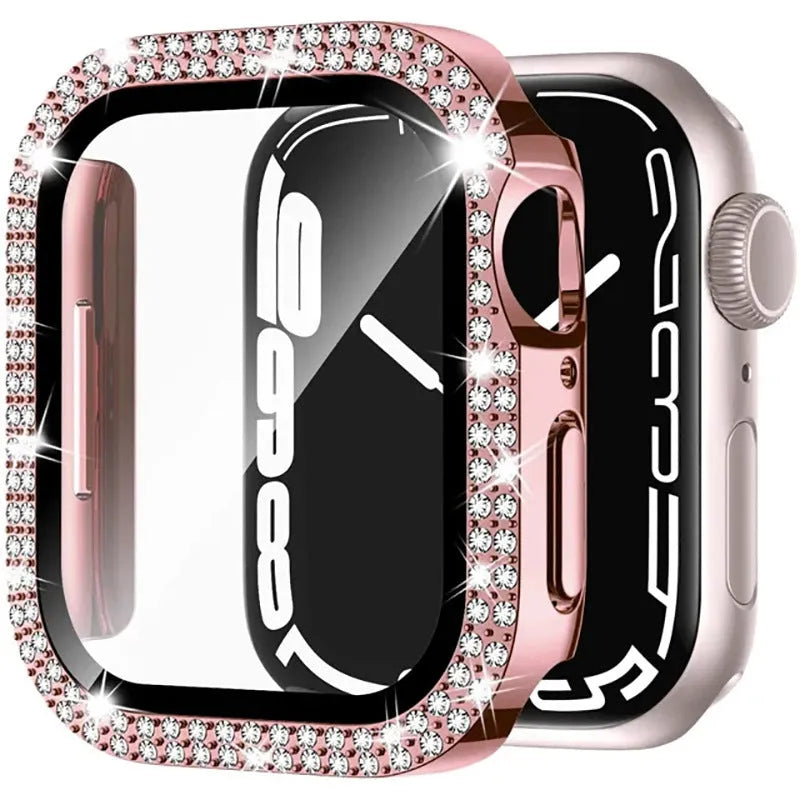 Double diamond glass Apple Watch case in multiple colours showing peep-proof screen protection