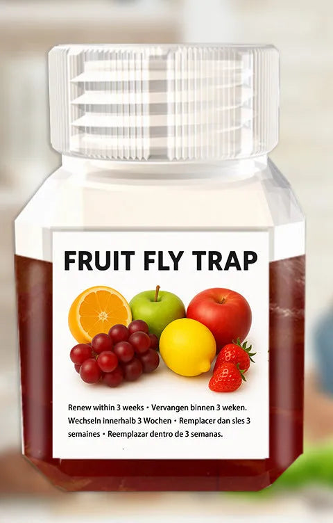 Bottle of SK003 fruit fly bait liquid with a funnel option shown