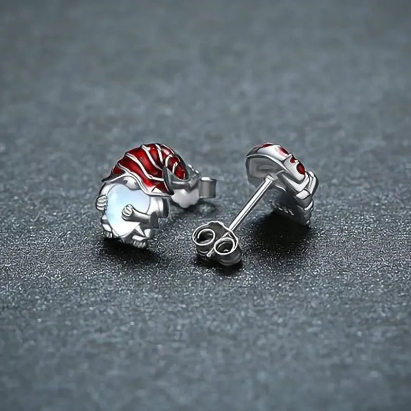 Women's Santa Claus heart-shaped electroplated copper earrings in white gold colour