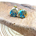 Natural stone bohemian style stud earrings with irregular shapes and silver-plated settings in colour ER1031
