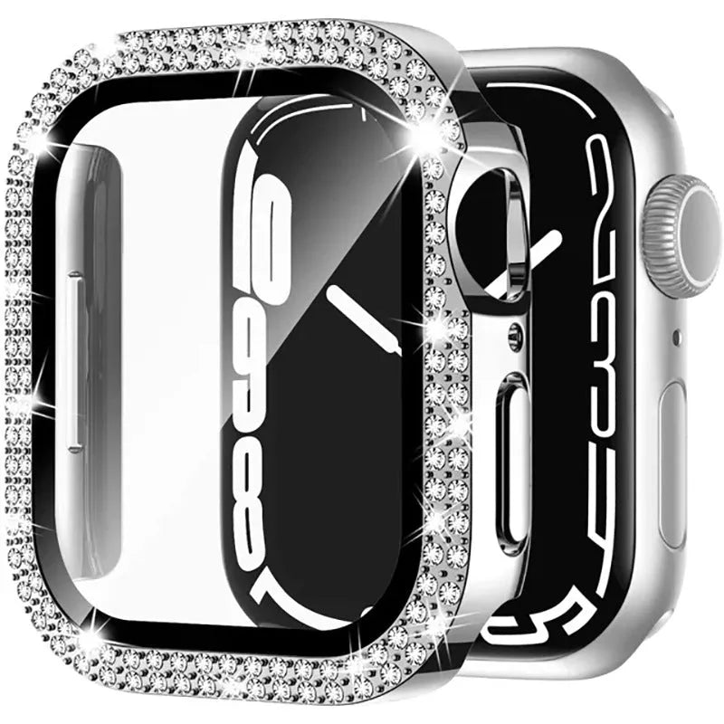Double diamond glass Apple Watch case in multiple colours showing peep-proof screen protection