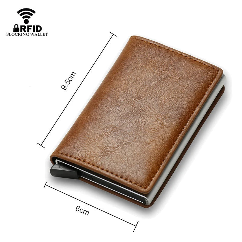 Slim PU leather credit card holder in various colours, ultra-thin design for easy pocket storage