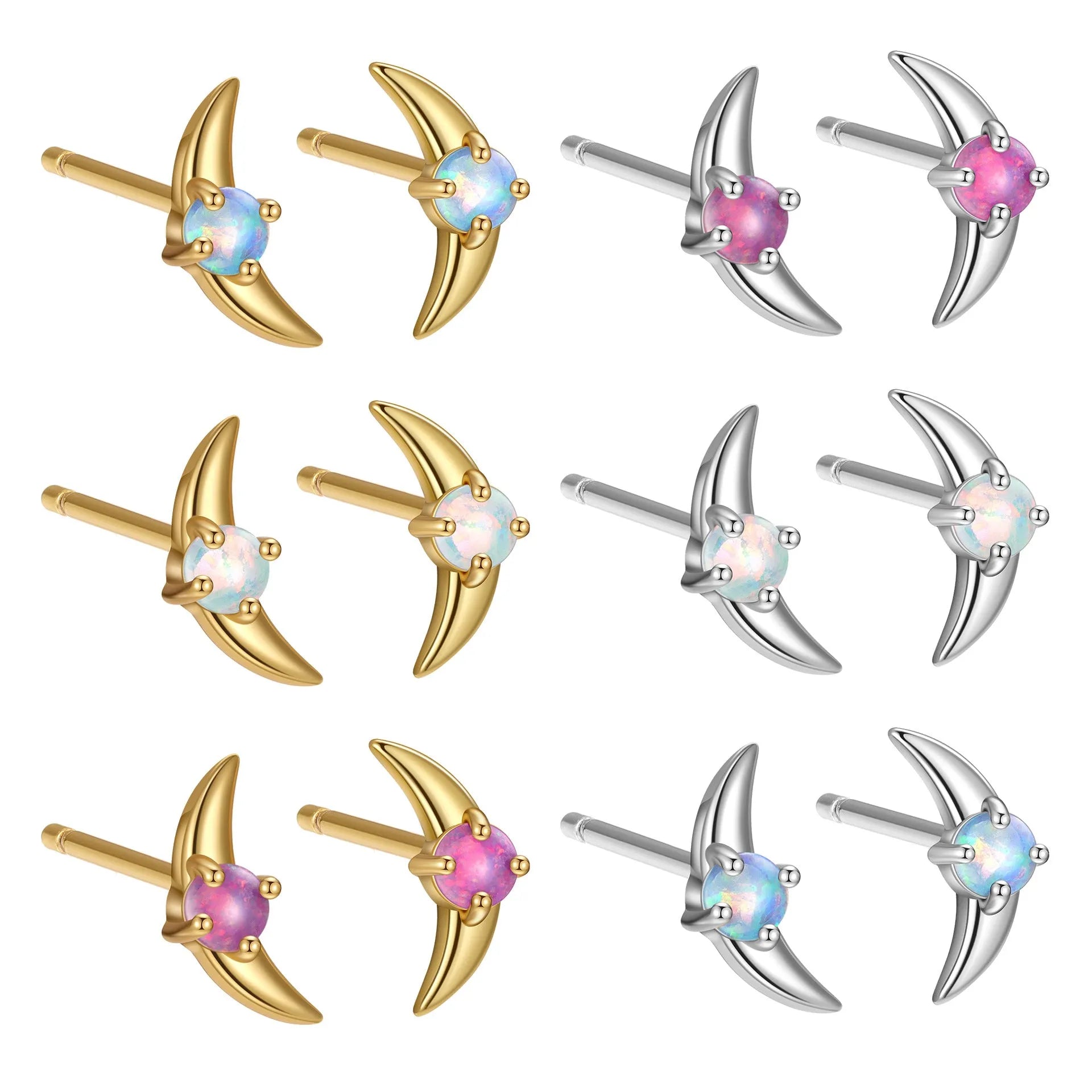 Geometric women's earrings in 925 silver with electroplated finish and coloured stone.