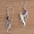 Retro distressed ethnic earrings in antique silver with diamond pendant shape, made from zinc alloy