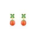S925 sterling silver persimmon fruit stud earrings with lucky symbol design