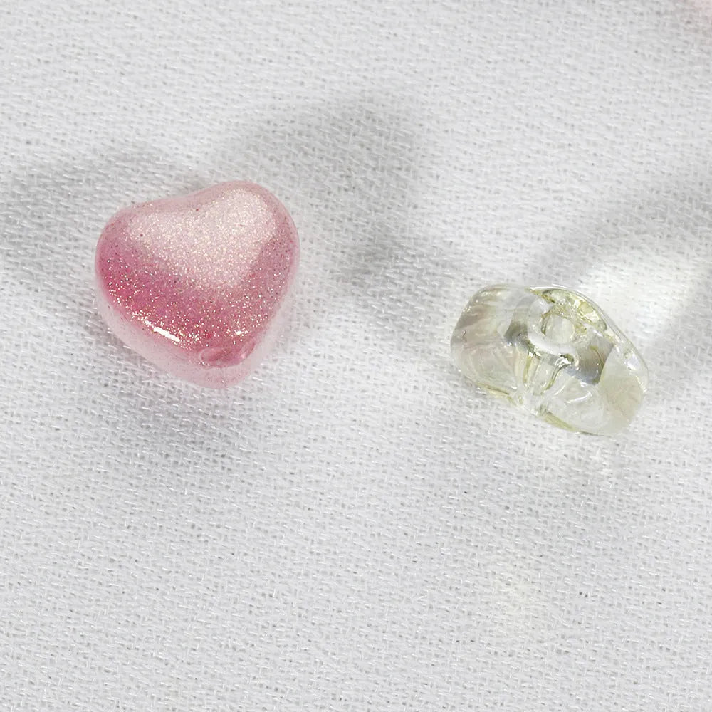 20 transparent Czech glass spacer beads with love pattern in aurora colours for DIY jewellery making