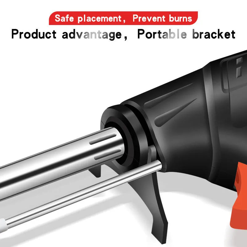 Black alloy soldering gun kit with a light, showing the five-piece set.