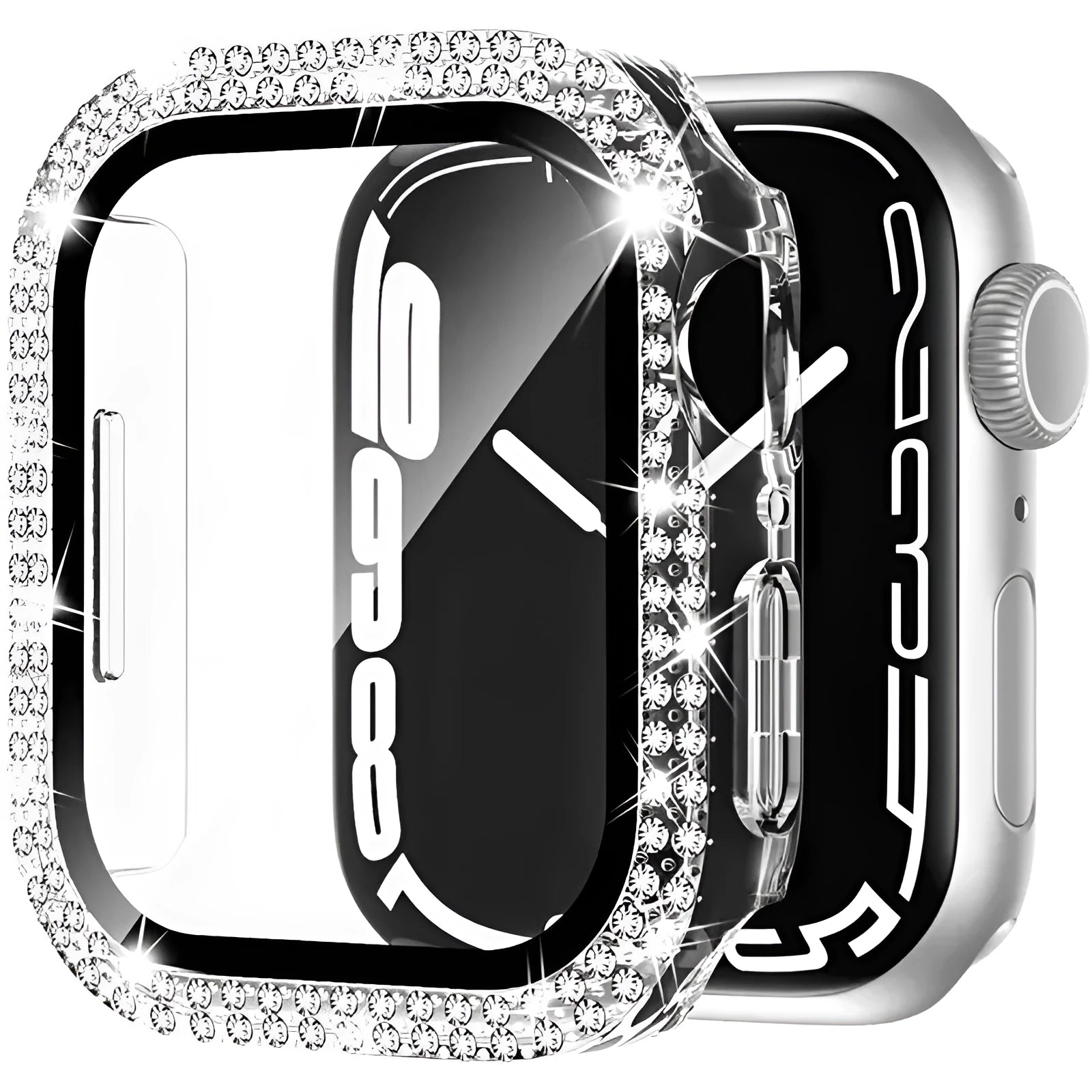 Double diamond glass Apple Watch case in multiple colours showing peep-proof screen protection