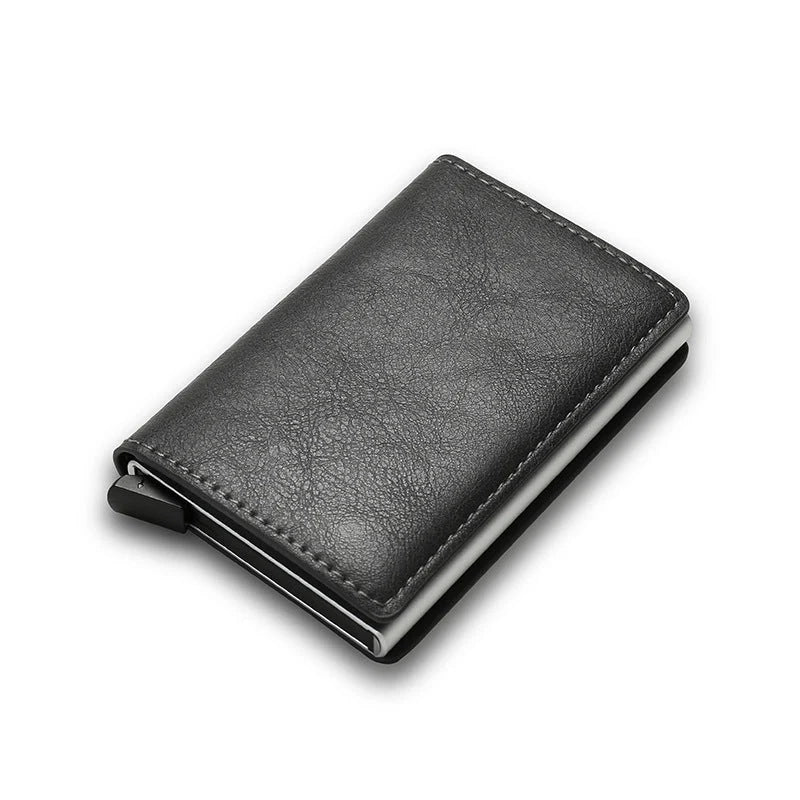Slim PU leather credit card holder in various colours, ultra-thin design for easy pocket storage