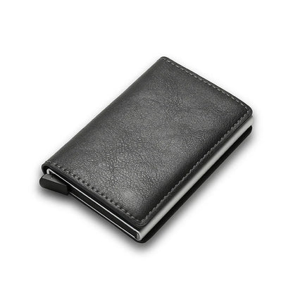 Slim PU leather credit card holder in various colours, ultra-thin design for easy pocket storage