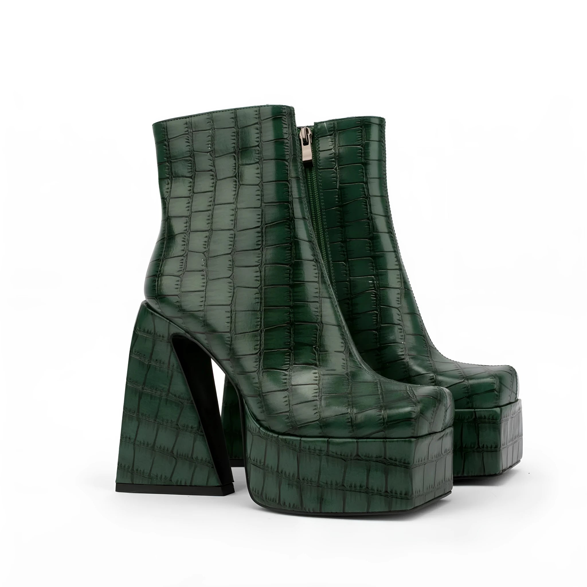 Women's ankle boot in artificial PU with a super high heel, shown in a solid colour.