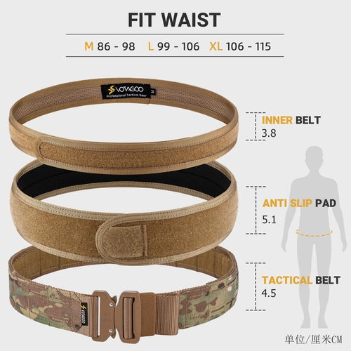 A 2-inch wide laser-cut tactical belt with a quick-release alloy buckle, shown in CP camouflage colour.