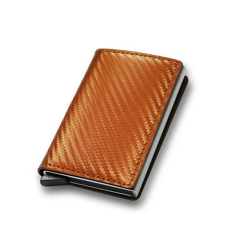 Slim PU leather credit card holder in various colours, ultra-thin design for easy pocket storage