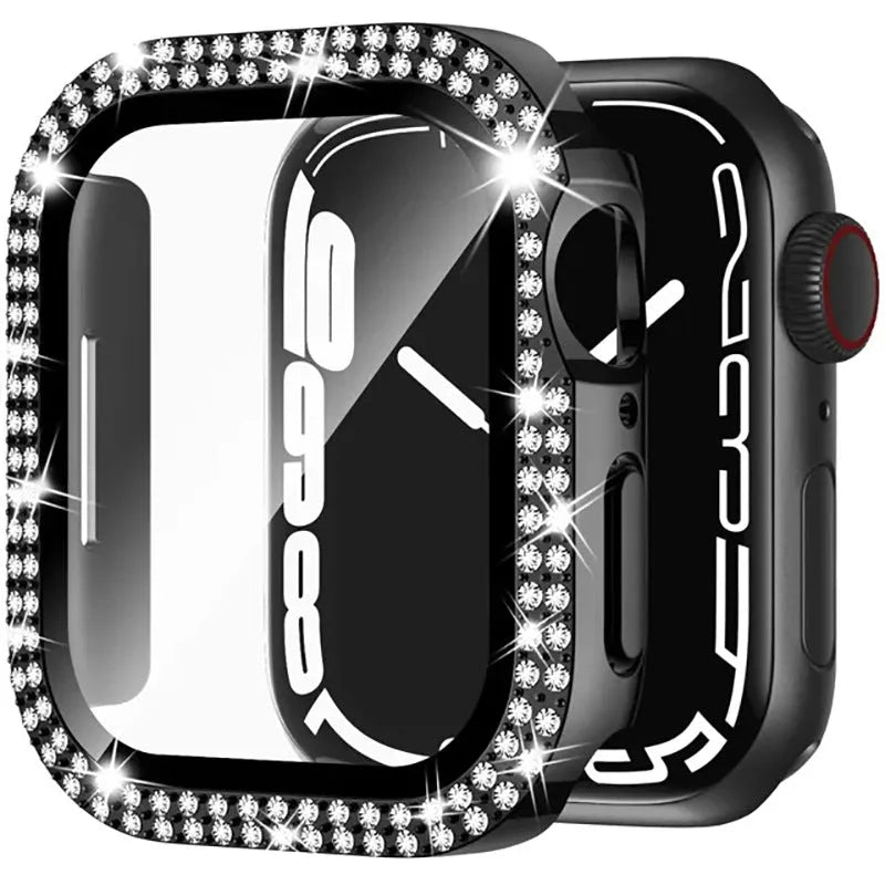 Double diamond glass Apple Watch case in multiple colours showing peep-proof screen protection