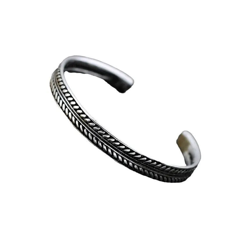 Women's Chinese retro bracelet with fish charm in 925 silver electroplated copper with adjustable opening