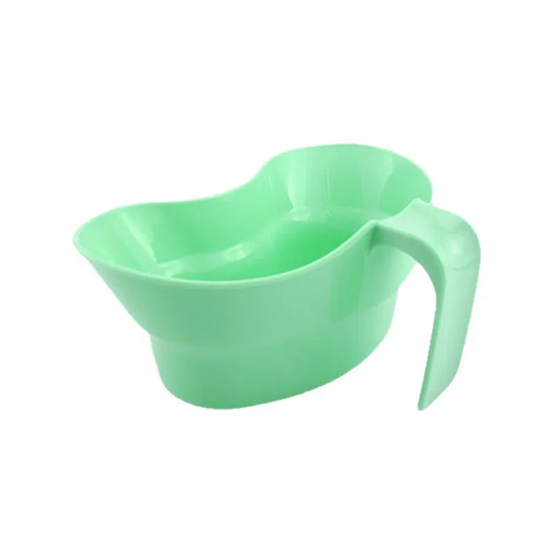 Green plastic nursing mouthwash cup with spout for bedridden patient oral care