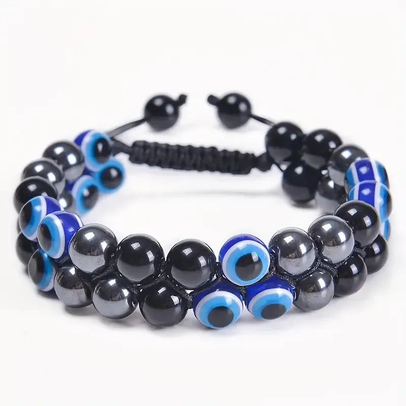 Lapis lazuli green gold stone bracelet with Chinese retro artistic design on wrist