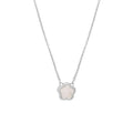White mother shell flower necklace with copper chain and floral pendant