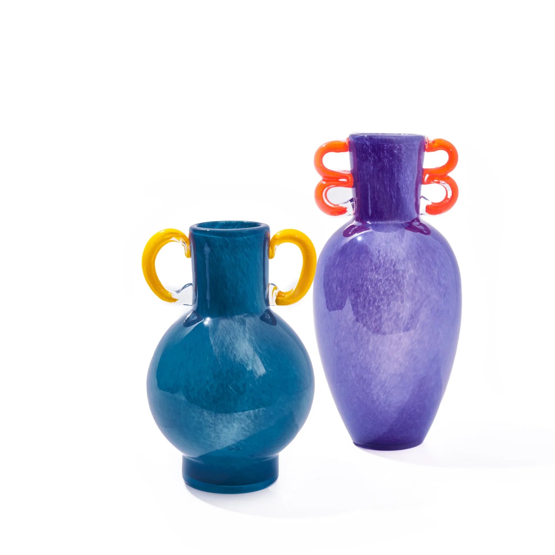 Nordic handmade binaural gradient straight glass vase with polished surface, modern simplicity style