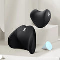 Heart-shaped memory foam car pillow set with cotton cover showing headrest and lumbar support pillows