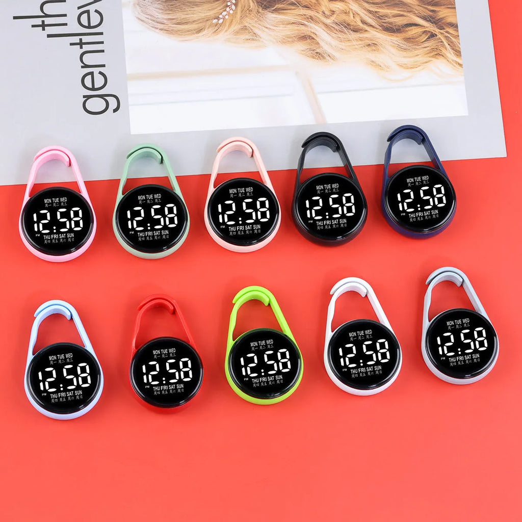 Mini electronic watch with LED luminous display in various colour options on plastic strap