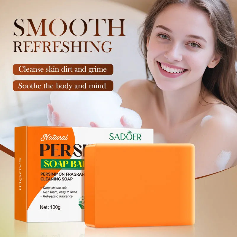 Universal Persimmon Fragrance Cleaning Soap 100g bar on a white background