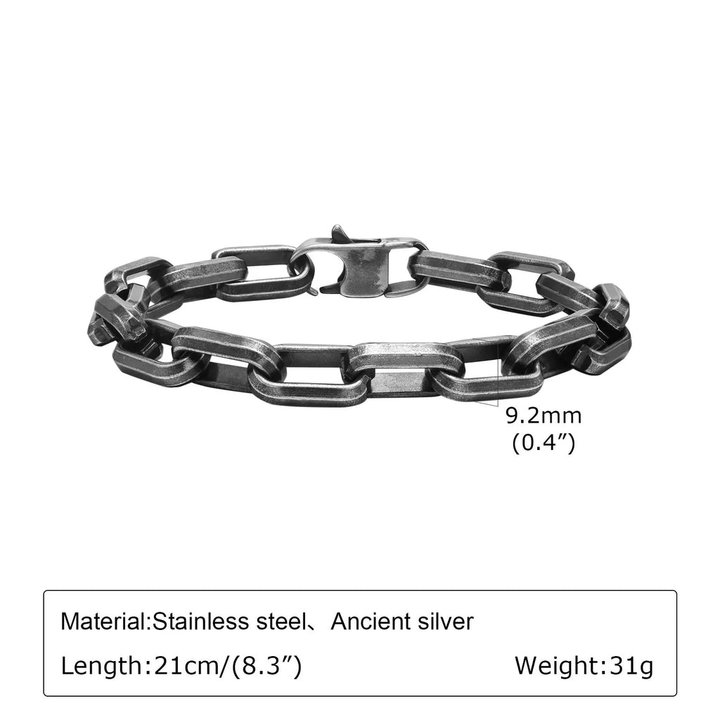 Men's titanium steel square chain bracelet in electroplated steel colour