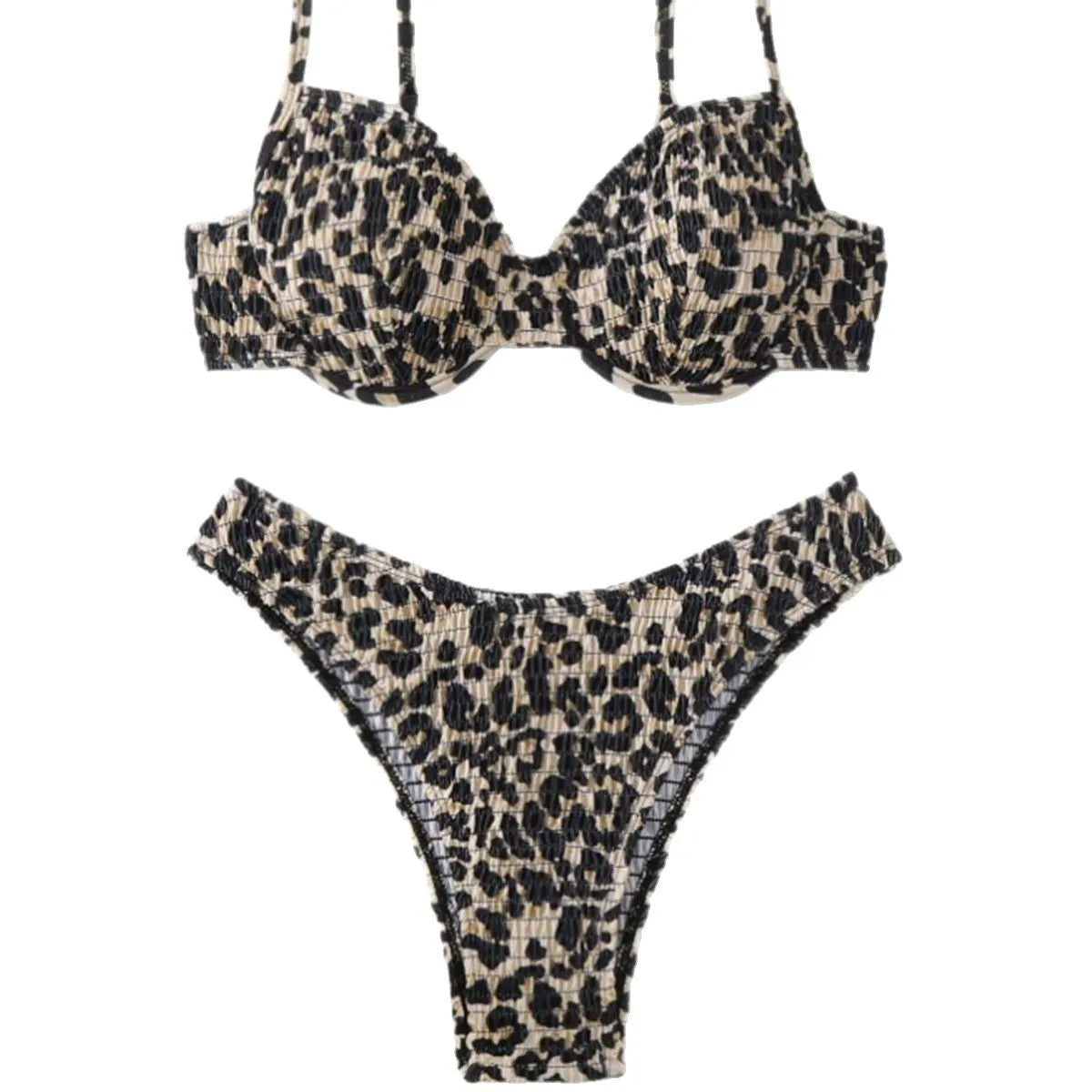 Leopard print backless bikini for women in brown or red colour options