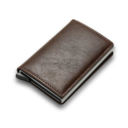 Slim PU leather credit card holder in various colours, ultra-thin design for easy pocket storage