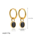 Women's retro simple oval zircon earrings in copper alloy, shown in an Emerald green colour.