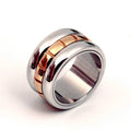 Gold titanium steel knuckle ring with ultra-wide design and rotatable tail mechanism