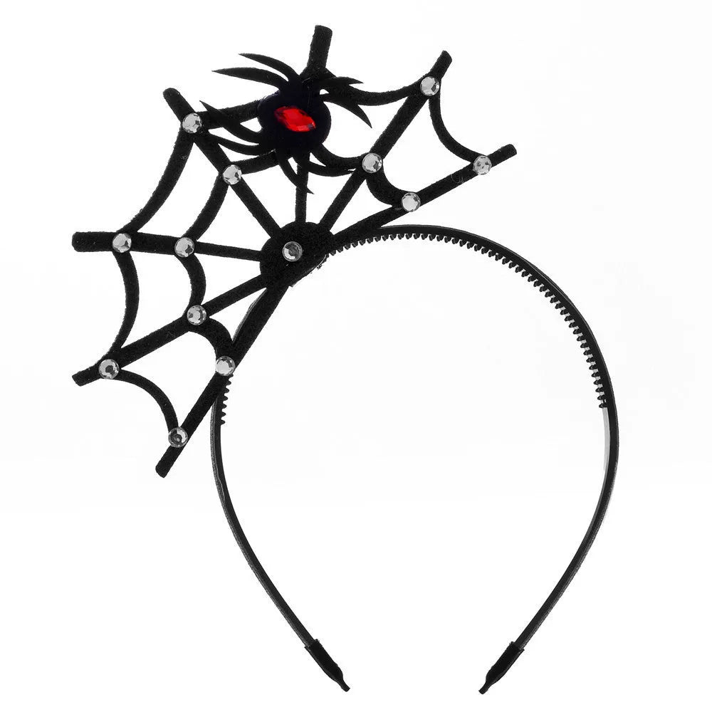 Manual cloth lace spider web hair-hoop headband with pumpkin skull elements for Halloween