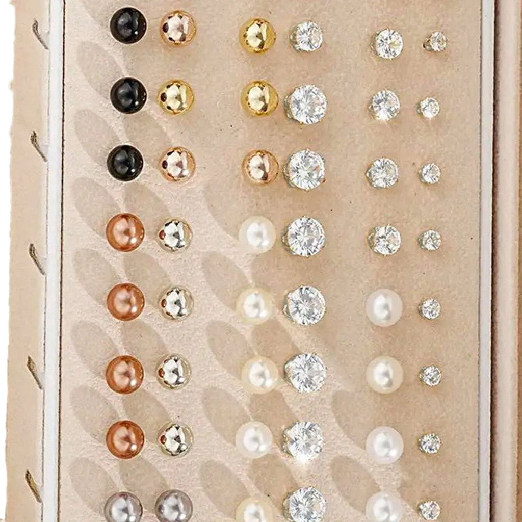 108-piece geometric pearl earrings set in gold and yellow electroplated alloy for women