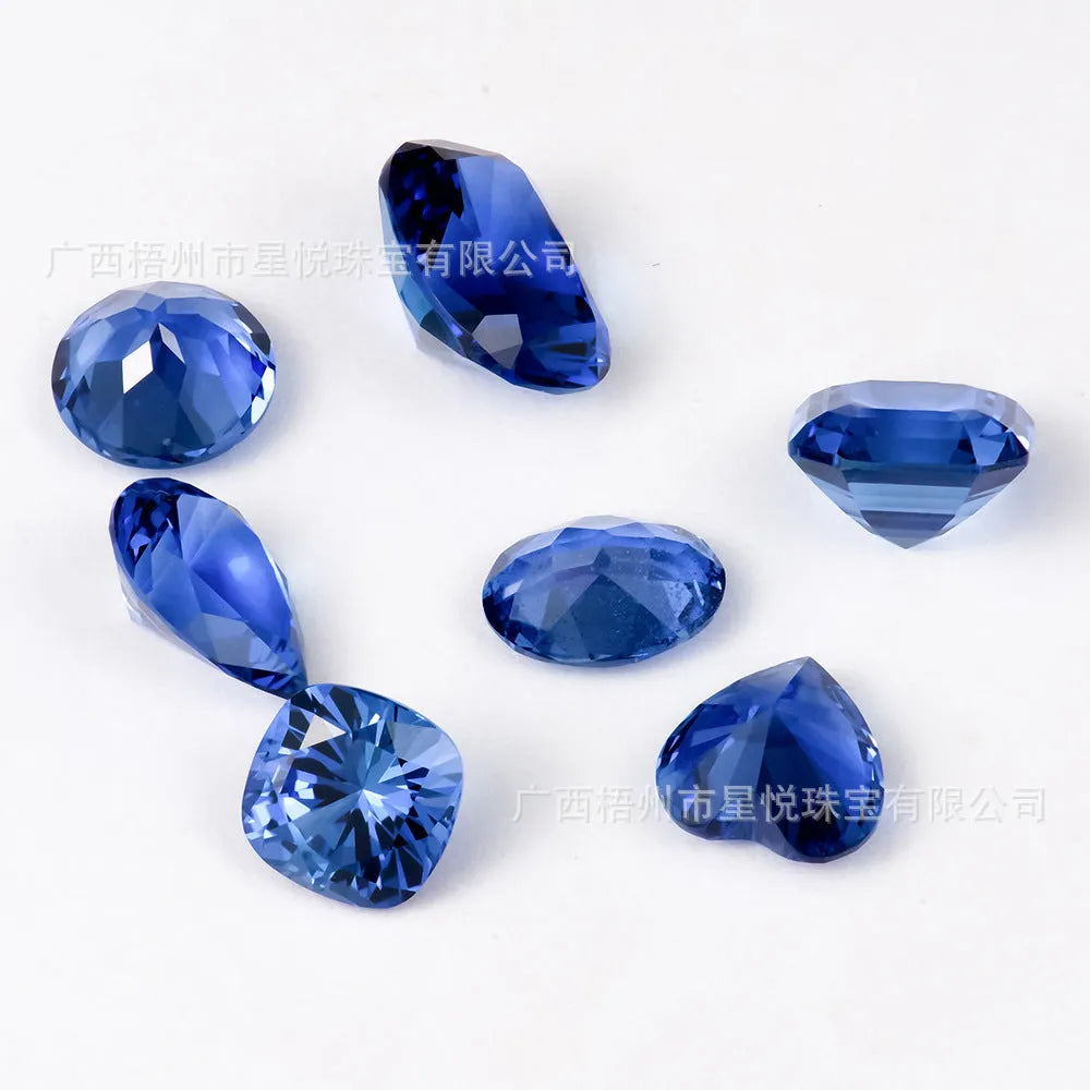 Royal blue love shaped tiara cultivate gemstone with modern simplicity cutting in multiple shapes