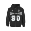 Women's American retro style hooded jacket with embroidered letter pattern in cotton blend fabric