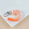 PVC simulation seafood shrimp keychain with door buckle on a white background